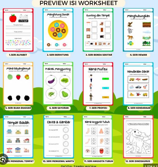 TERLENGKAP SE-INDONESIA! 1000+ WORKSHEET ISLAMI ANAK PAUD–TK–SD